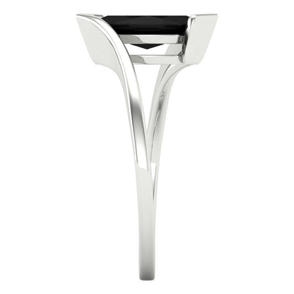 1 cttw Natural Onyx Solitaire  Engagement Ring - Solid White Gold (VVS1, Marquise Cut,10x8mm )