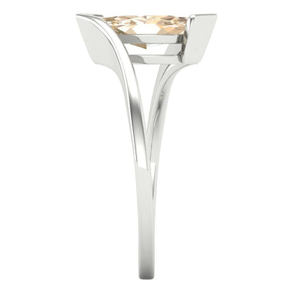 1 cttw Natural Morganite Solitaire  Engagement Ring - Solid White Gold (VVS1, Marquise Cut,10x8mm )