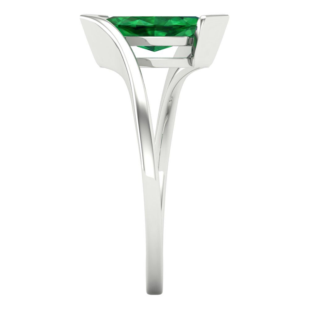 1 cttw Simulated Emerald Solitaire  Engagement Ring - Solid White Gold (VVS1, Marquise Cut,10x8mm )