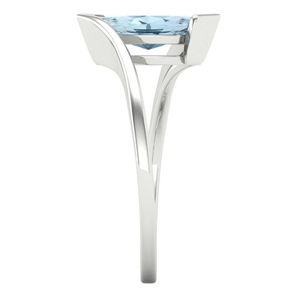 1 cttw Natural Aquamarine Solitaire  Engagement Ring - Solid Gold (Marquise Cut,10x8mm )