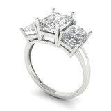 4 ct Brilliant Emerald Cut Natural Diamond Stone Clarity SI1-2 Color G-H White Gold Three-Stone Ring