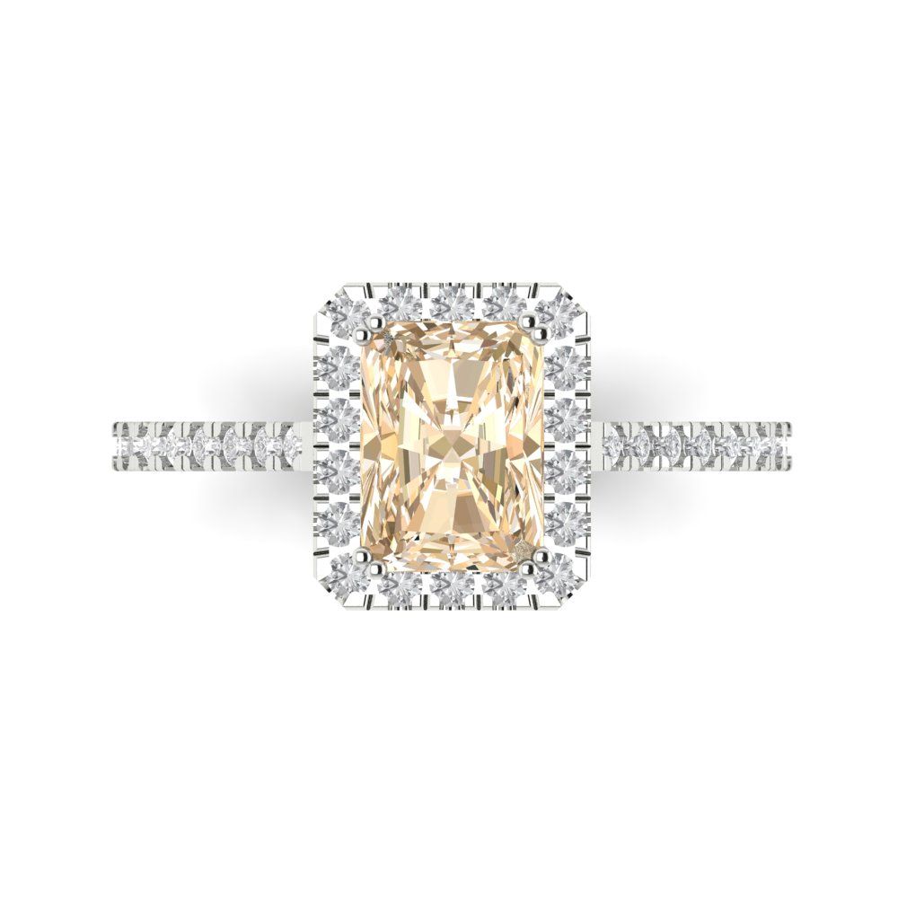 1.86 cttw Natural Morganite Hidden Halo Engagement Ring - Solid Gold (Emerald Cut,7.5x5.5mm)
