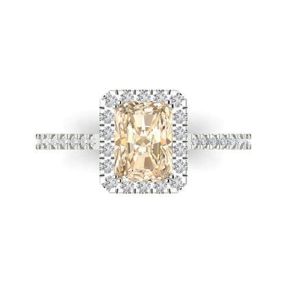 1.86 cttw Natural Morganite Hidden Halo Engagement Ring - Solid Gold (Emerald Cut,7.5x5.5mm)
