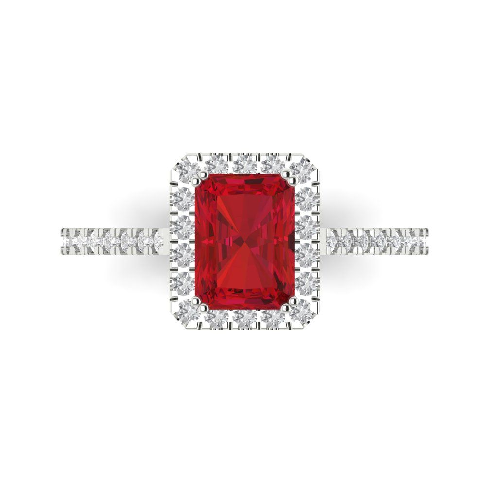 1.86 cttw Simulated Pink Tourmaline Hidden Halo Engagement Ring - Solid Gold (Emerald Cut,7.5x5.5mm)