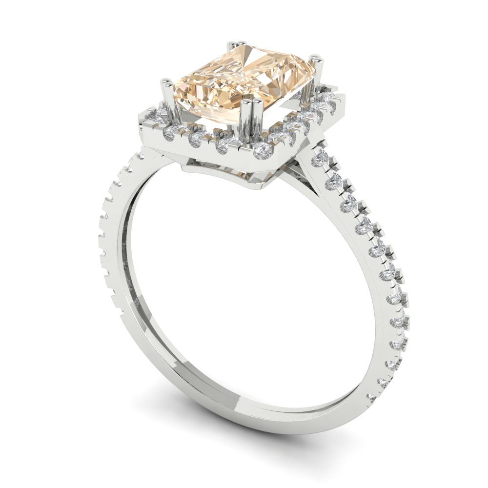 1.86 cttw Natural Morganite Hidden Halo Engagement Ring - Solid Gold (Emerald Cut,7.5x5.5mm)