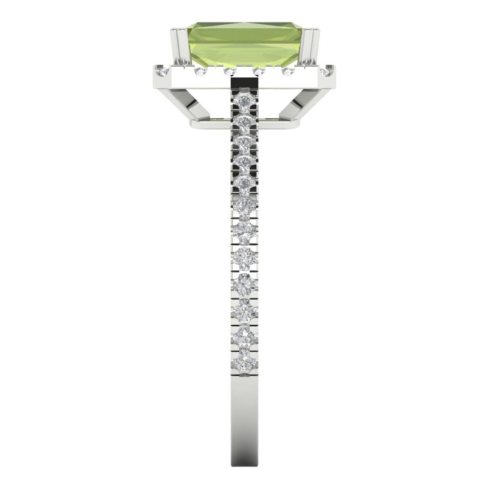 1.86 cttw Natural Peridot Hidden Halo Engagement Ring - Solid Gold (Emerald Cut,7.5x5.5mm)