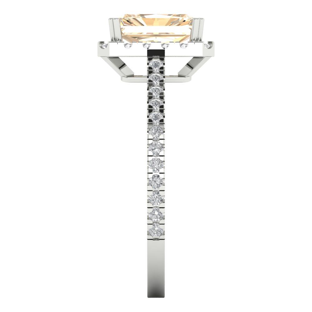 1.86 cttw Natural Morganite Hidden Halo Engagement Ring - Solid Gold (Emerald Cut,7.5x5.5mm)
