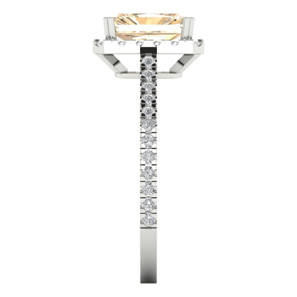 1.86 cttw Natural Morganite Hidden Halo Engagement Ring - Solid Gold (Emerald Cut,7.5x5.5mm)