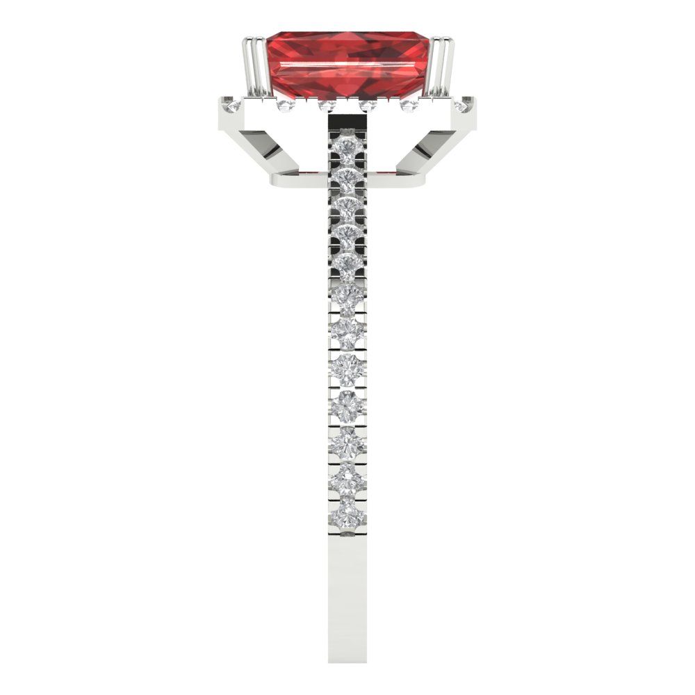 1.86 cttw Natural Garnet Hidden Halo Engagement Ring - Solid Gold (Emerald Cut,7.5x5.5mm)