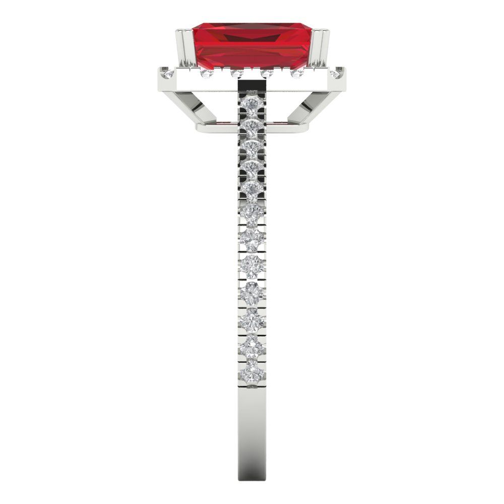 1.86 cttw Simulated Pink Tourmaline Hidden Halo Engagement Ring - Solid Gold (Emerald Cut,7.5x5.5mm)