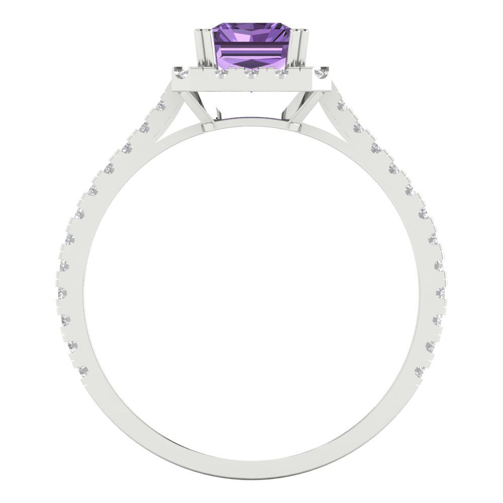 1.86 cttw Simulated Alexandrite Hidden Halo Engagement Ring - Solid Gold (Emerald Cut,7.5x5.5mm)