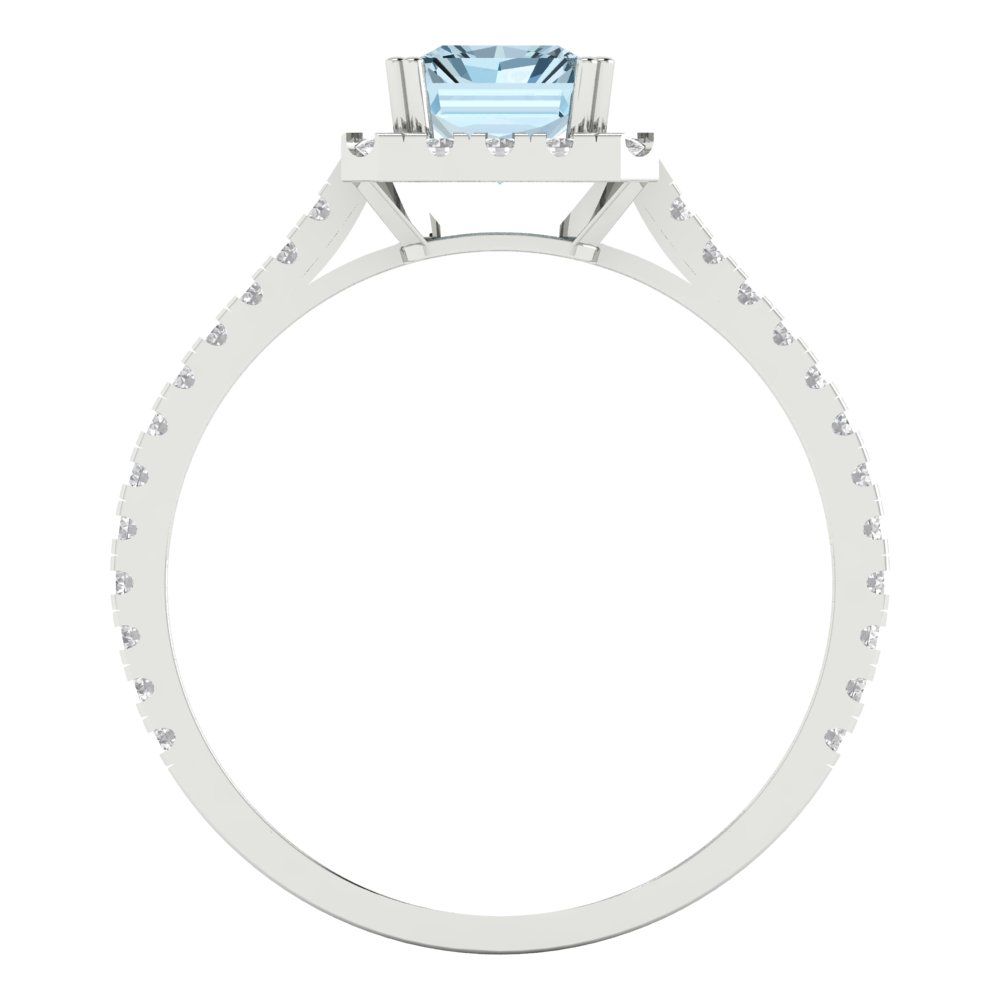 1.86 cttw Natural Sky Blue Topaz Hidden Halo Engagement Ring - Solid Gold (Emerald Cut,7.5x5.5mm)