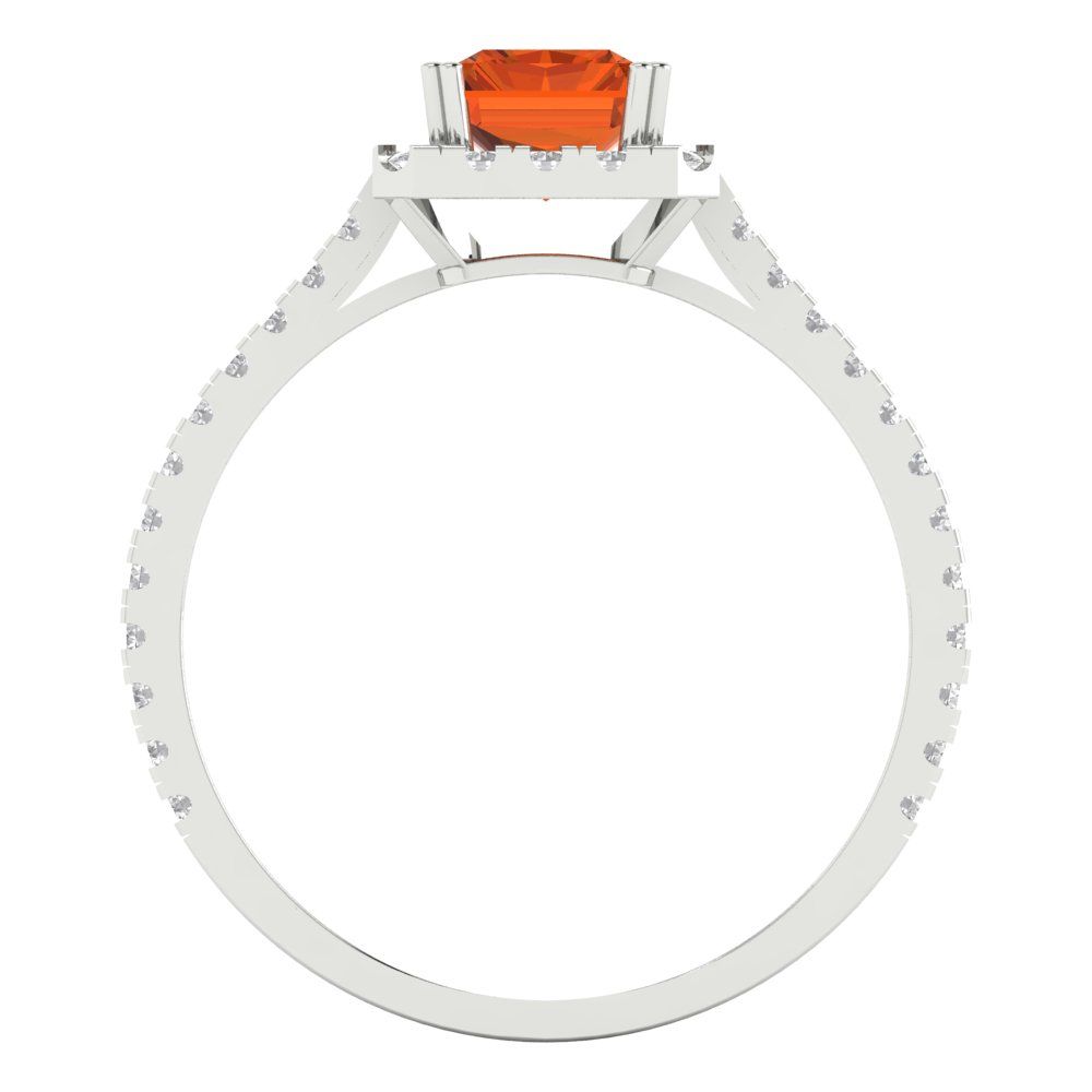 1.86 cttw Simulated Pink Tourmaline Hidden Halo Engagement Ring - Solid Gold (Emerald Cut,7.5x5.5mm)