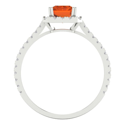 1.86 cttw Simulated Pink Tourmaline Hidden Halo Engagement Ring - Solid Gold (Emerald Cut,7.5x5.5mm)