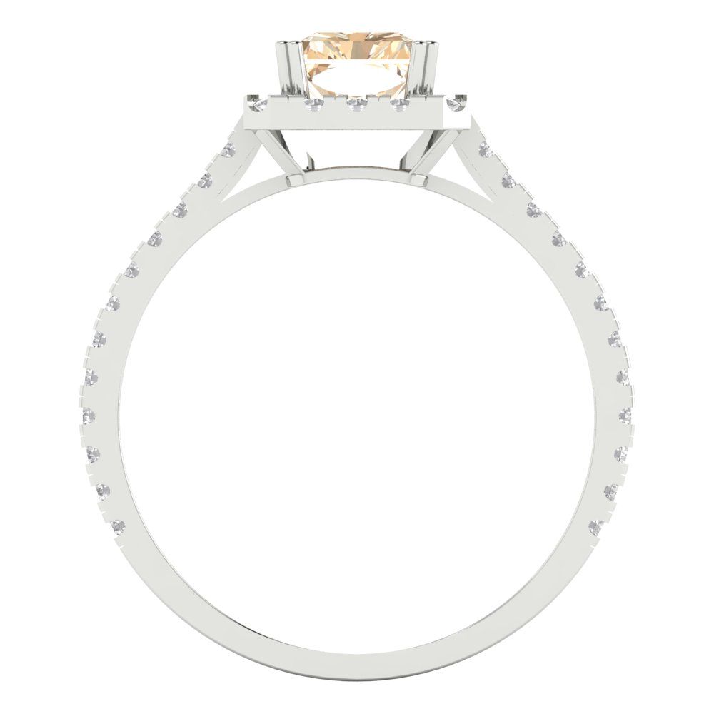 1.86 cttw Natural Morganite Hidden Halo Engagement Ring - Solid Gold (Emerald Cut,7.5x5.5mm)