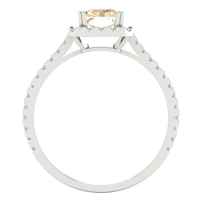 1.86 cttw Natural Morganite Hidden Halo Engagement Ring - Solid Gold (Emerald Cut,7.5x5.5mm)