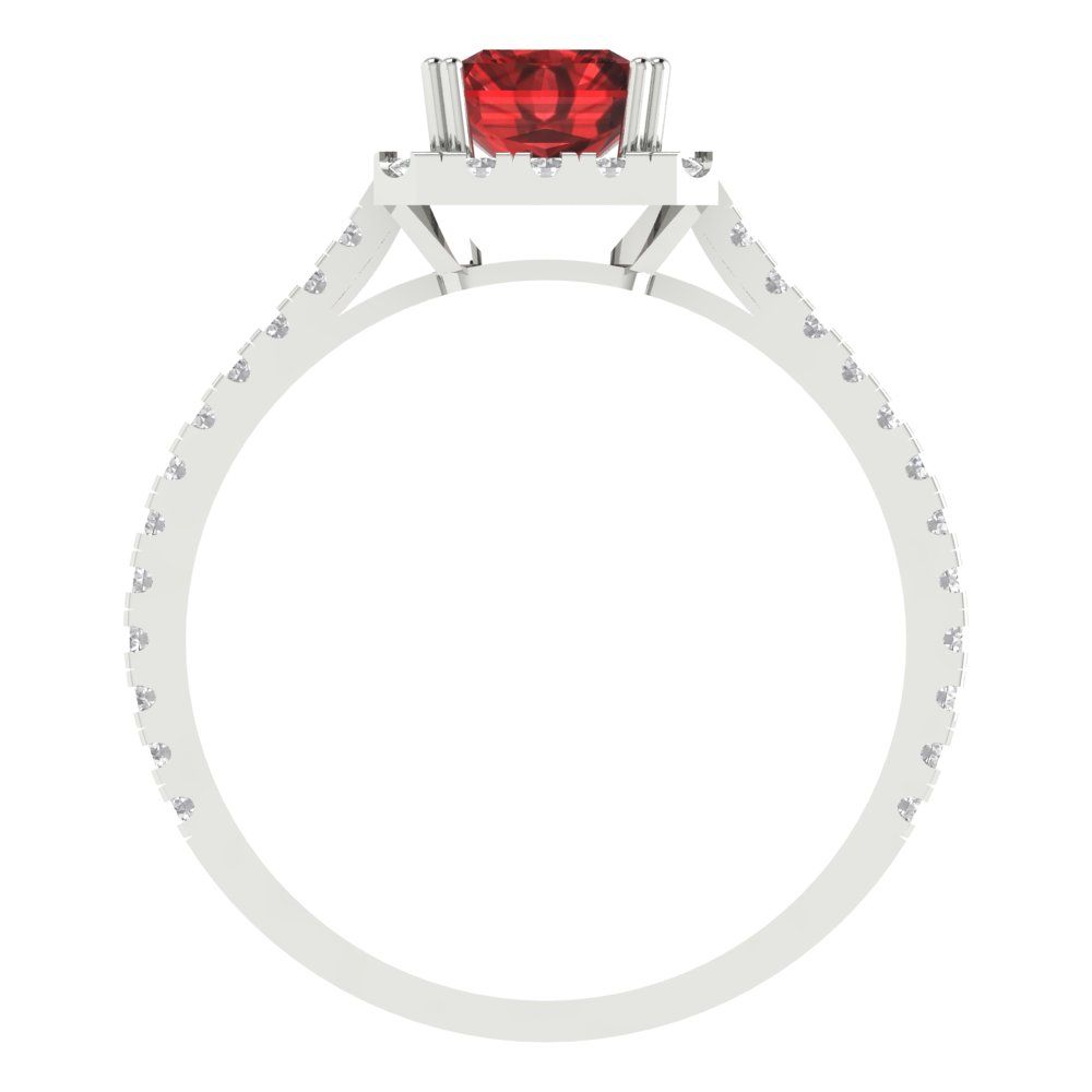 1.86 cttw Natural Garnet Hidden Halo Engagement Ring - Solid Gold (Emerald Cut,7.5x5.5mm)