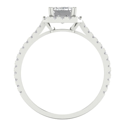 Clara Pucci, White Gold Ring, White Gold, Gold Ring, Promise Ring, 1 ct, Emerald Cut, Halo Engagement Promise Ring, White Gold, Bridal Band
