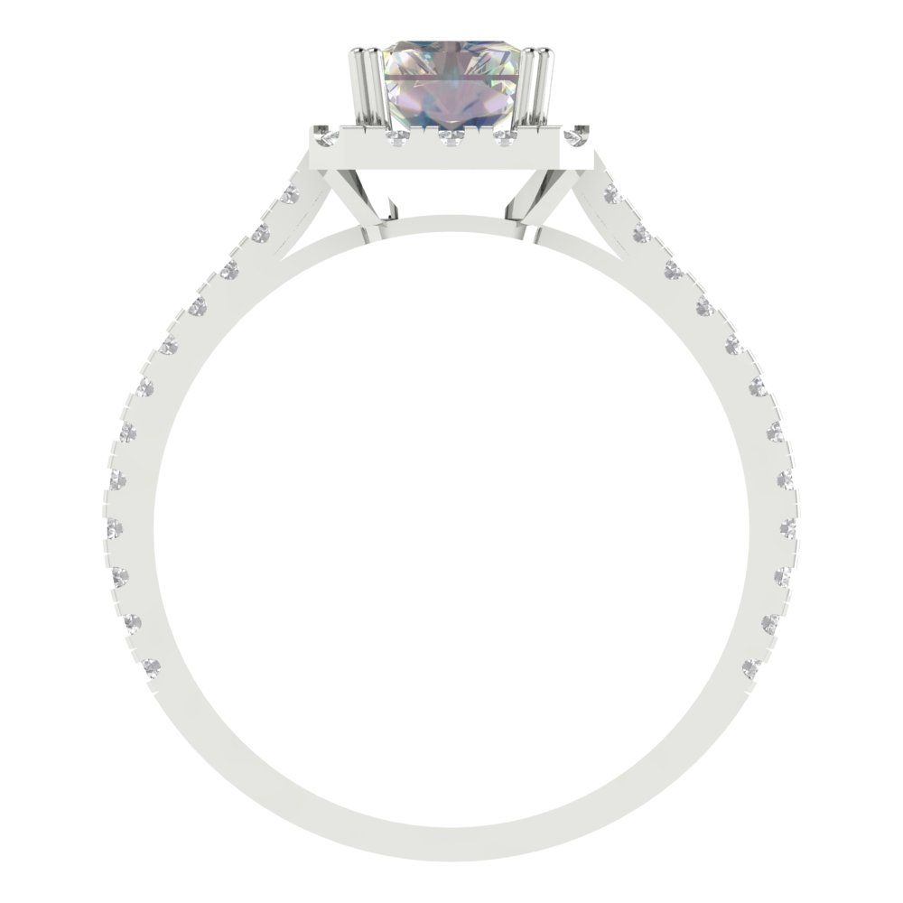 1.86 cttw Blue Moissanite Hidden Halo Engagement Ring - Solid Gold (Emerald Cut,7.5x5.5mm)