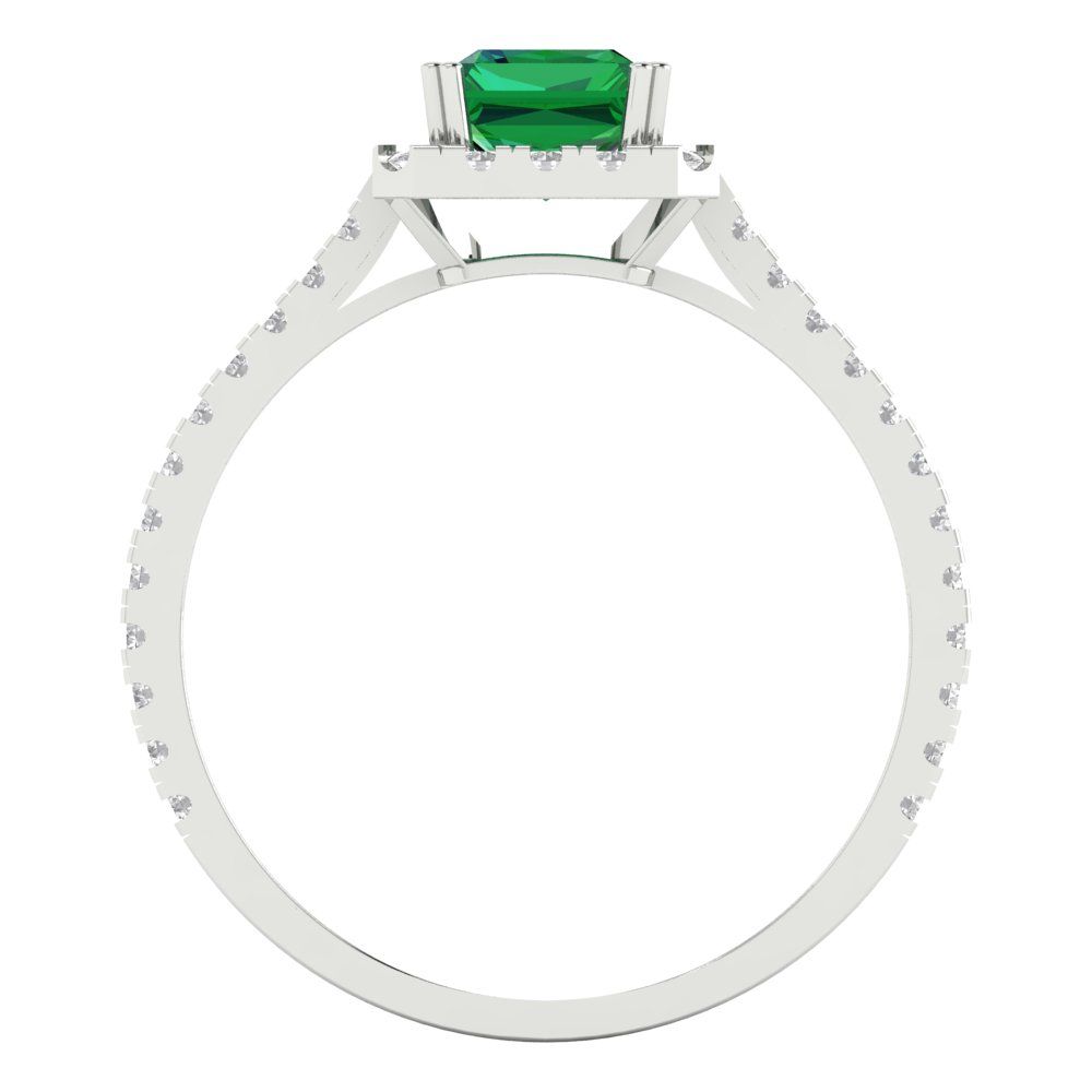 1.86 cttw Simulated Emerald Hidden Halo Engagement Ring - Solid Gold (Emerald Cut,7.5x5.5mm)