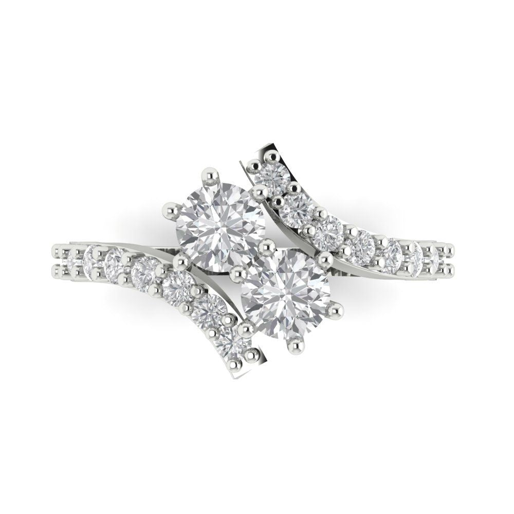 1.48 cttw Certified Moissanite Solitaire with Zirconia Simulated Diamond Accents Engagement Ring - Solid Gold (VVS1, D-F,Round Cut,5mm)