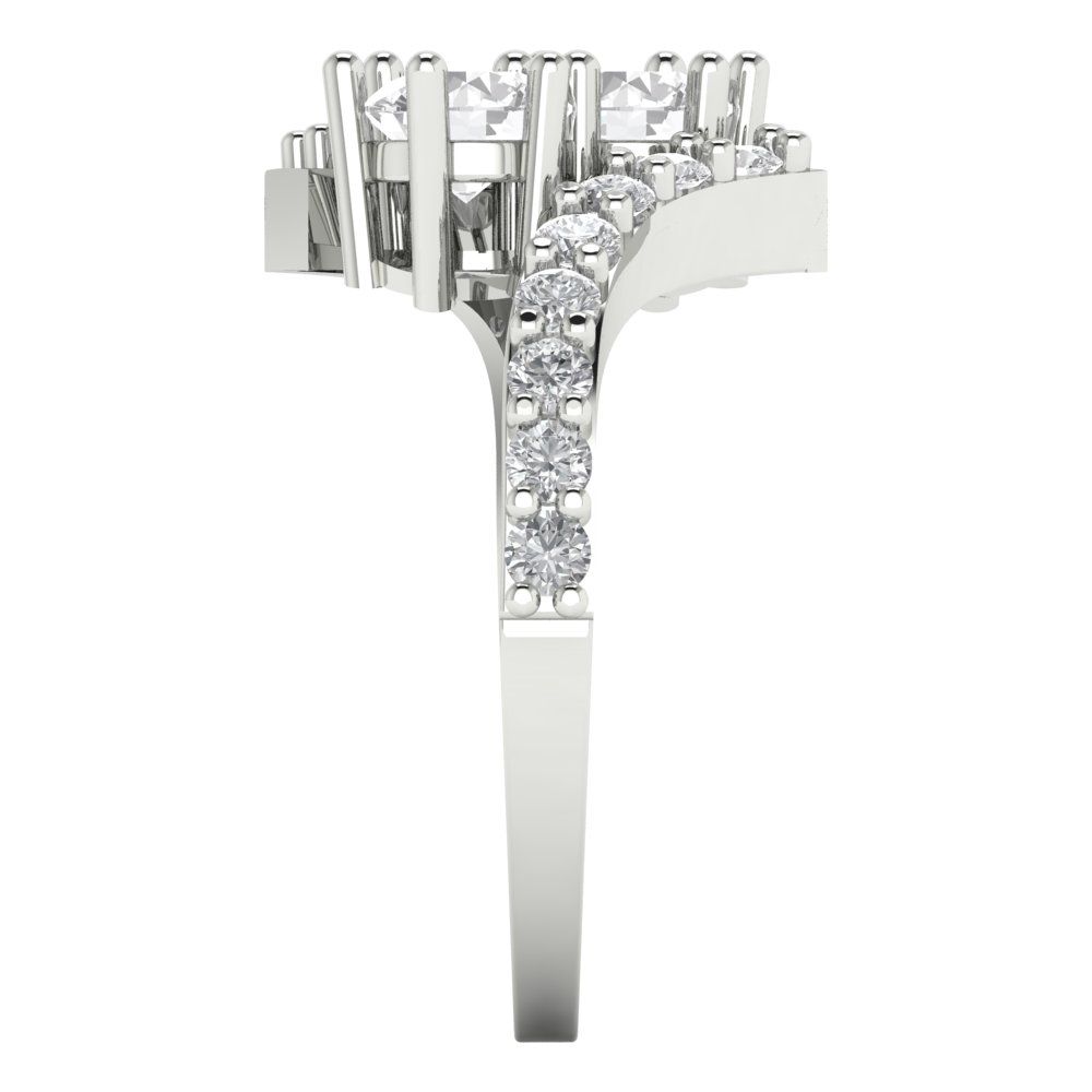 1.48 cttw Certified Moissanite Solitaire with Zirconia Simulated Diamond Accents Engagement Ring - Solid Gold (VVS1, D-F,Round Cut,5mm)