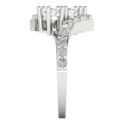 1.48 cttw Certified Moissanite Solitaire with Zirconia Simulated Diamond Accents Engagement Ring - Solid Gold (VVS1, D-F,Round Cut,5mm)