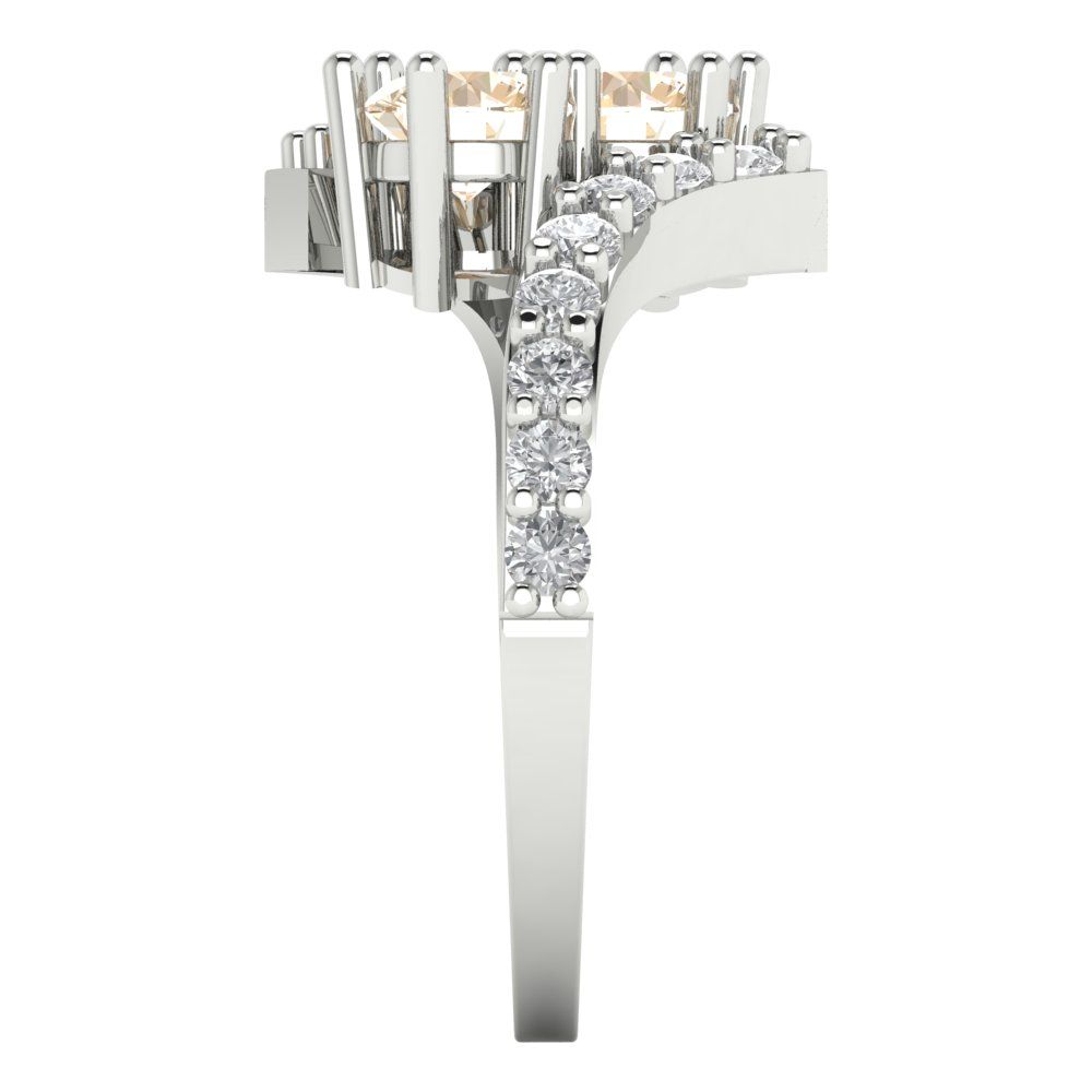 1.48 cttw Natural Morganite Solitaire with Zirconia Simulated Diamond Accents Engagement Ring - Solid Gold (Round Cut,5mm)