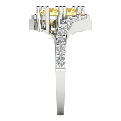 1.48 cttw Natural Citrine Solitaire with Zirconia Simulated Diamond Accents Engagement Ring - Solid Gold (Round Cut,5mm)