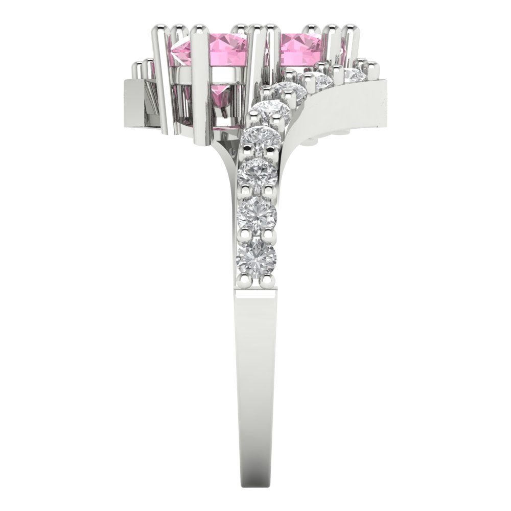 1.48 cttw Zirconia Simulated Pink Diamond Solitaire with Zirconia Simulated Diamond Accents Engagement Ring - Solid Gold (VVS1, Round Cut,5mm)