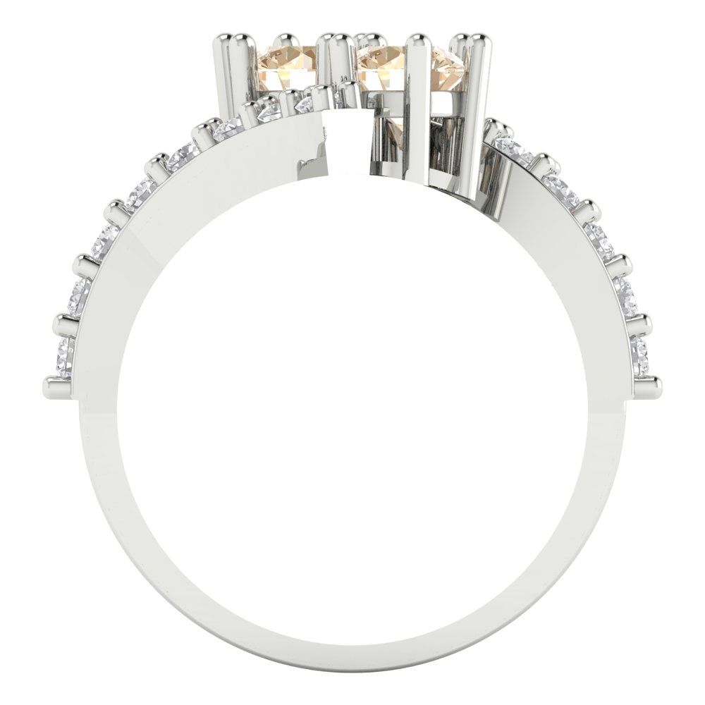 1.48 cttw Natural Morganite Solitaire with Zirconia Simulated Diamond Accents Engagement Ring - Solid Gold (Round Cut,5mm)