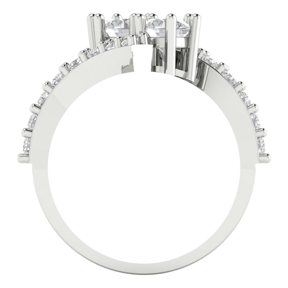 1.48 cttw Certified Moissanite Solitaire with Zirconia Simulated Diamond Accents Engagement Ring - Solid Gold (VVS1, D-F,Round Cut,5mm)