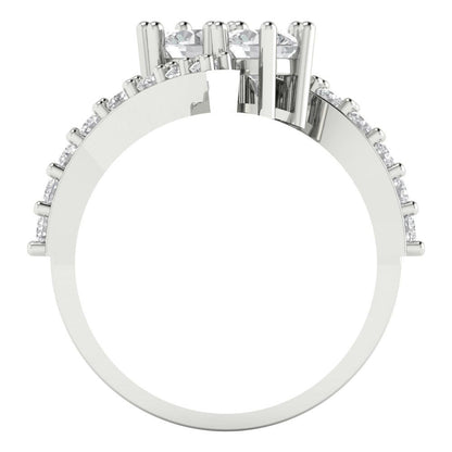 1.48 cttw Certified Moissanite Solitaire with Zirconia Simulated Diamond Accents Engagement Ring - Solid Gold (VVS1, D-F,Round Cut,5mm)