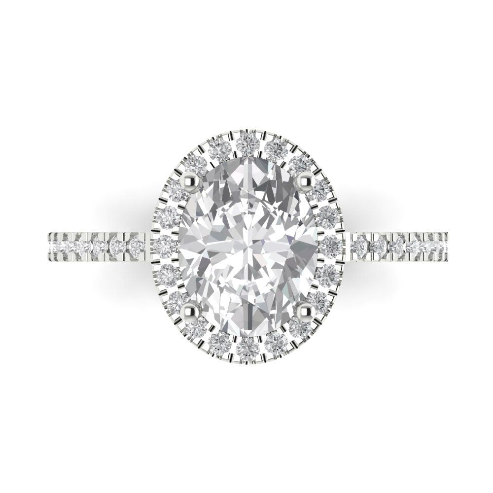 2.27 cttw Certified Moissanite Hidden Halo Engagement Ring - Solid Gold (VVS1, D-F,Oval Cut,9X7mm)