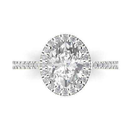 2.27 cttw Certified Moissanite Hidden Halo Engagement Ring - Solid Gold (VVS1, D-F,Oval Cut,9X7mm)