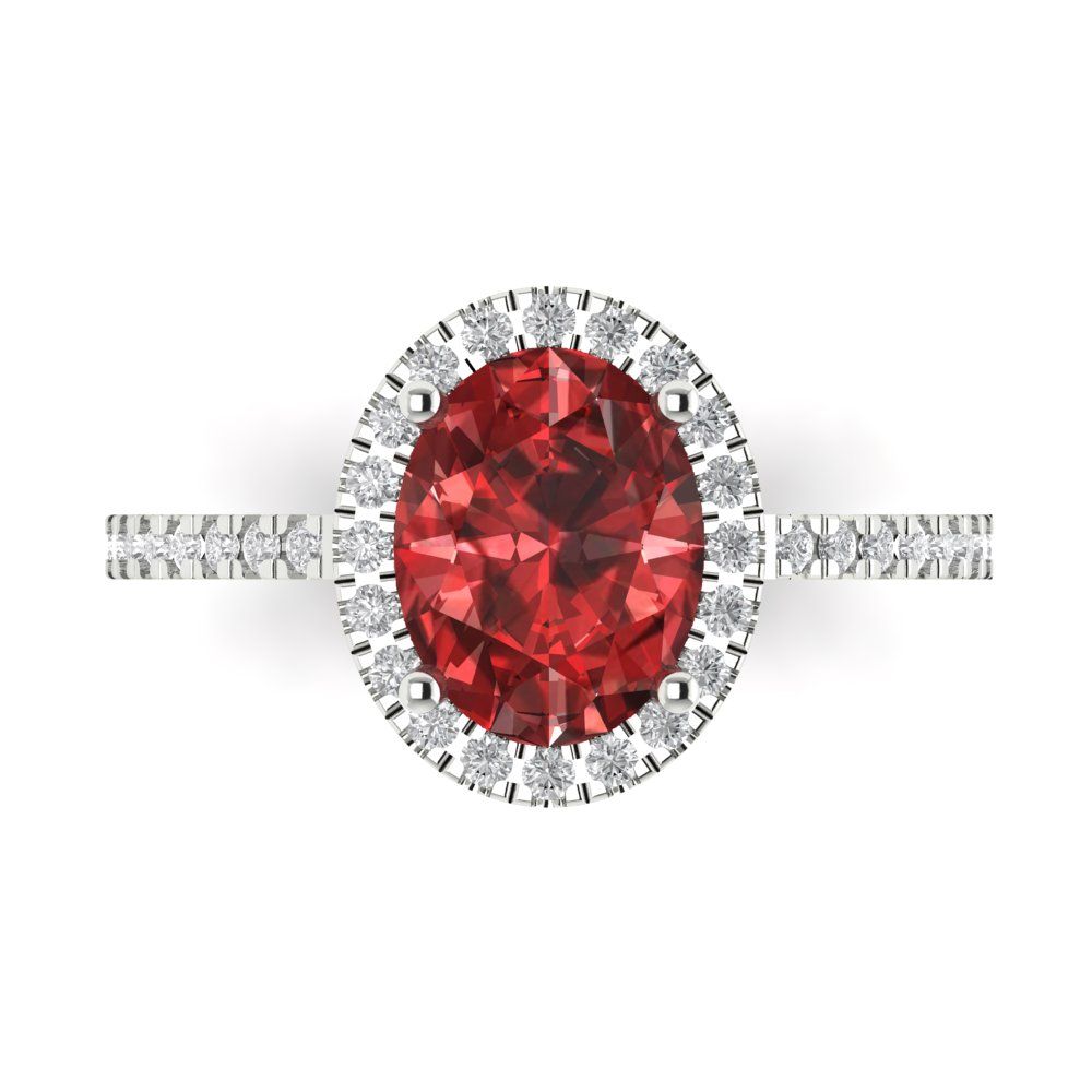 2.27 cttw Natural Garnet Hidden Halo Engagement Ring - Solid Gold (Oval Cut,9X7mm)