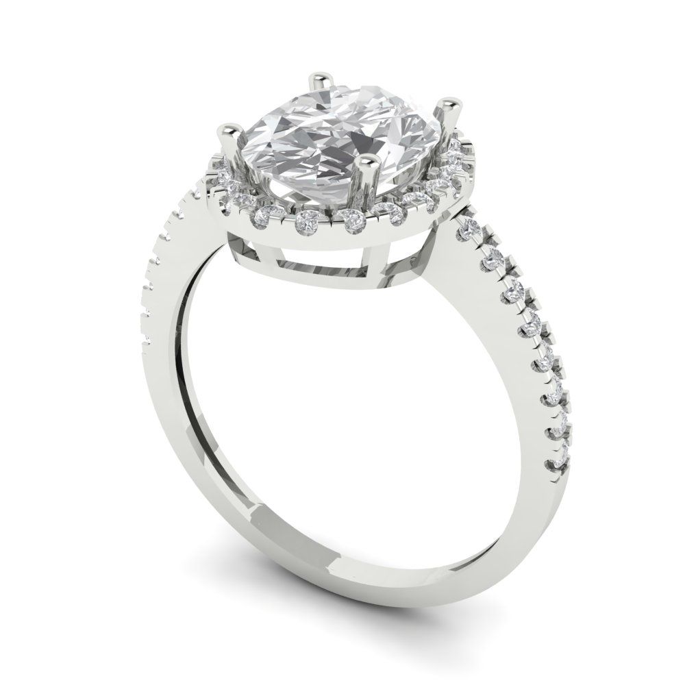 2.27 cttw Certified Moissanite Hidden Halo Engagement Ring - Solid Gold (VVS1, D-F,Oval Cut,9X7mm)