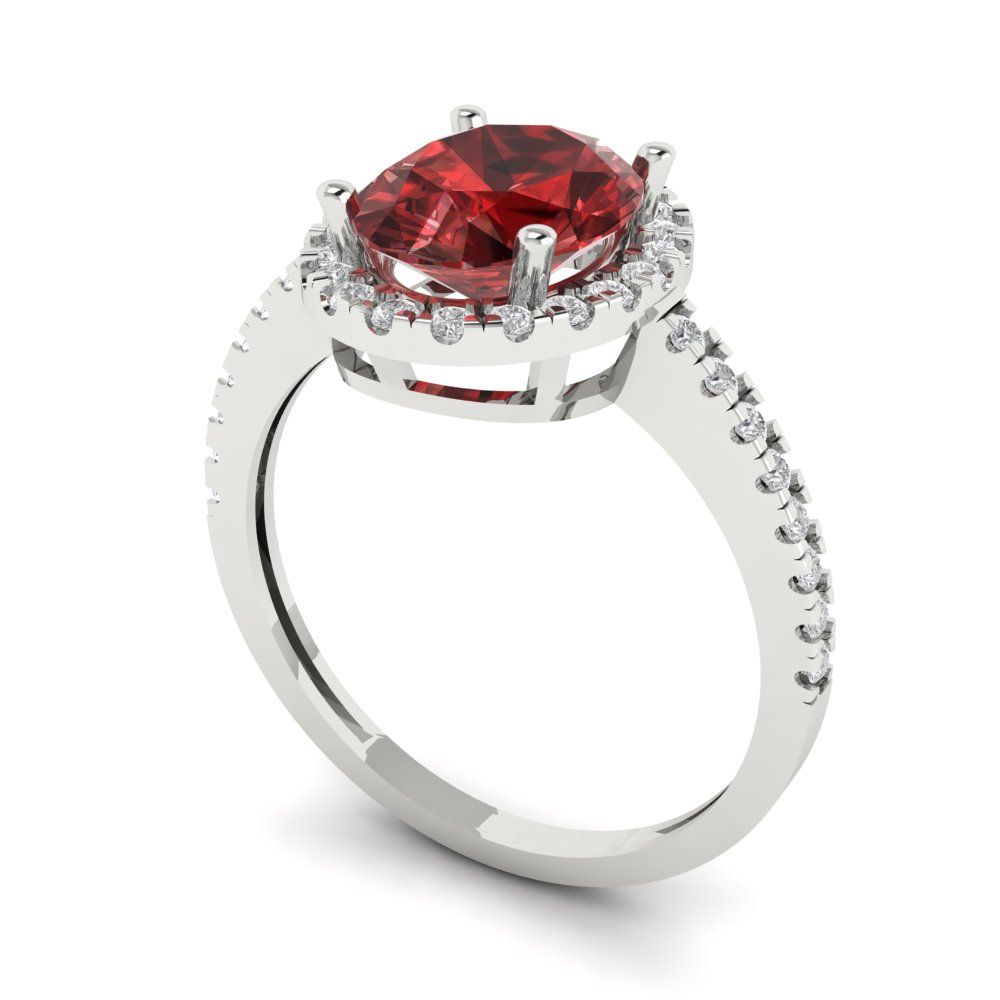 2.27 cttw Natural Garnet Hidden Halo Engagement Ring - Solid Gold (Oval Cut,9X7mm)