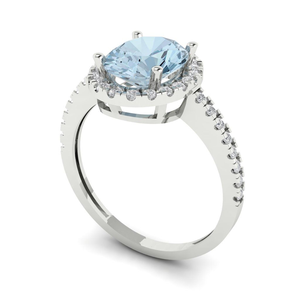2.27 cttw Natural Sky Blue Topaz Hidden Halo Engagement Ring - Solid Gold (Oval Cut,9X7mm)