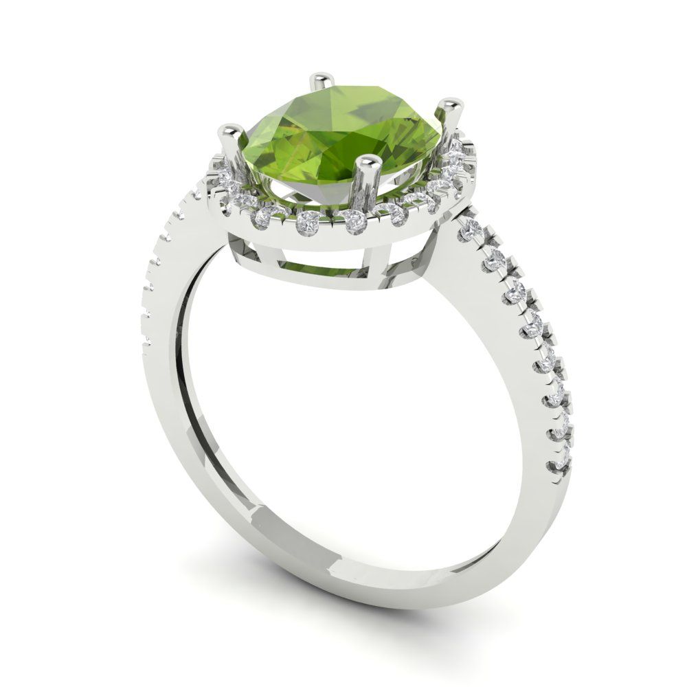 2.27 cttw Natural Peridot Hidden Halo Engagement Ring - Solid Gold (Oval Cut,9X7mm)
