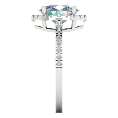 2.27 cttw Blue Moissanite Hidden Halo Engagement Ring - Solid Gold (Oval Cut,9X7mm)