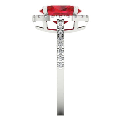 2.27 cttw Simulated Pink Tourmaline Hidden Halo Engagement Ring - Solid Gold (Oval Cut,9X7mm)