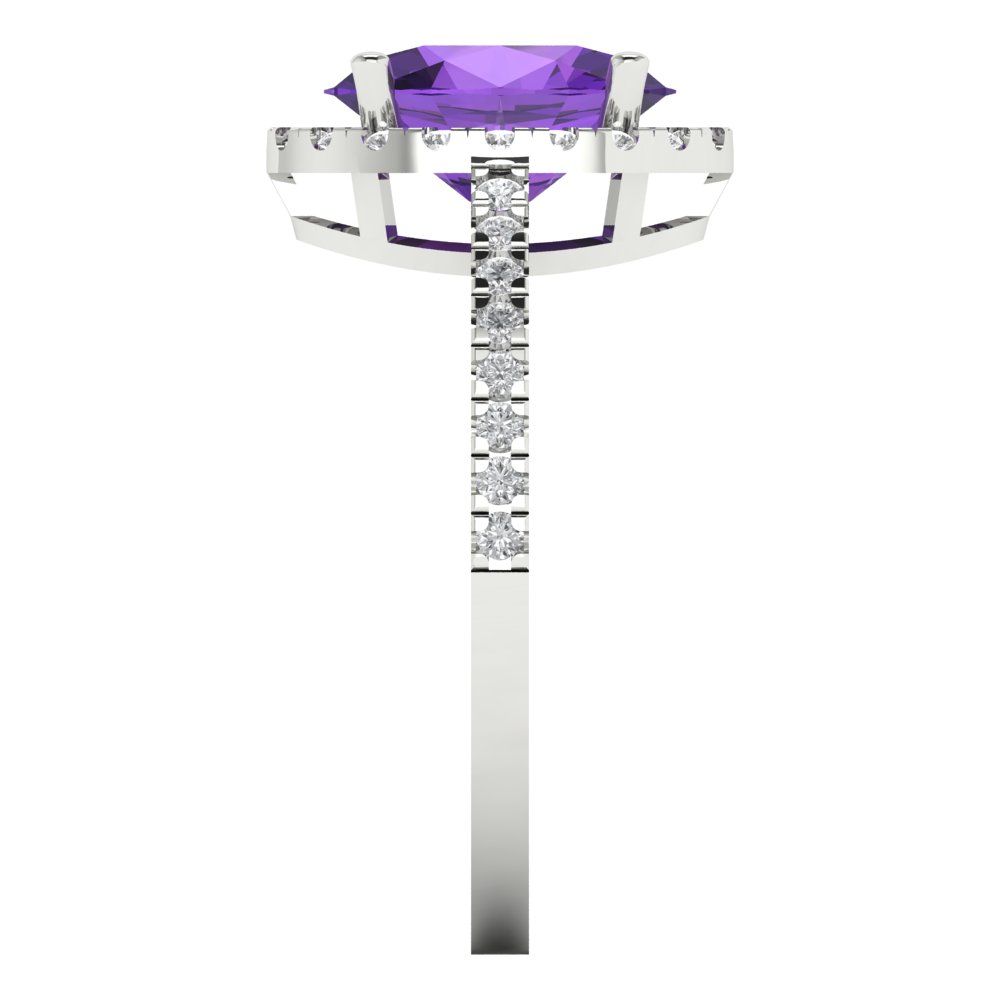 2.27 cttw Natural Amethyst Hidden Halo Engagement Ring - Solid Gold (Oval Cut,9X7mm)