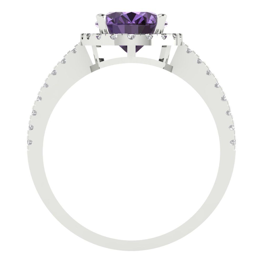 2.27 cttw Simulated Alexandrite Hidden Halo Engagement Ring - Solid Gold (Oval Cut,9X7mm)