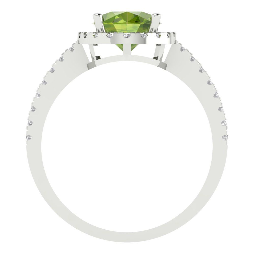 2.27 cttw Natural Peridot Hidden Halo Engagement Ring - Solid Gold (Oval Cut,9X7mm)