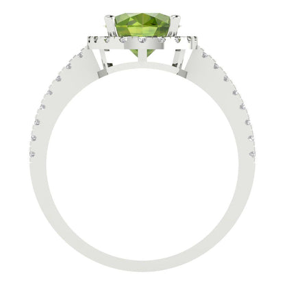 2.27 cttw Natural Peridot Hidden Halo Engagement Ring - Solid Gold (Oval Cut,9X7mm)