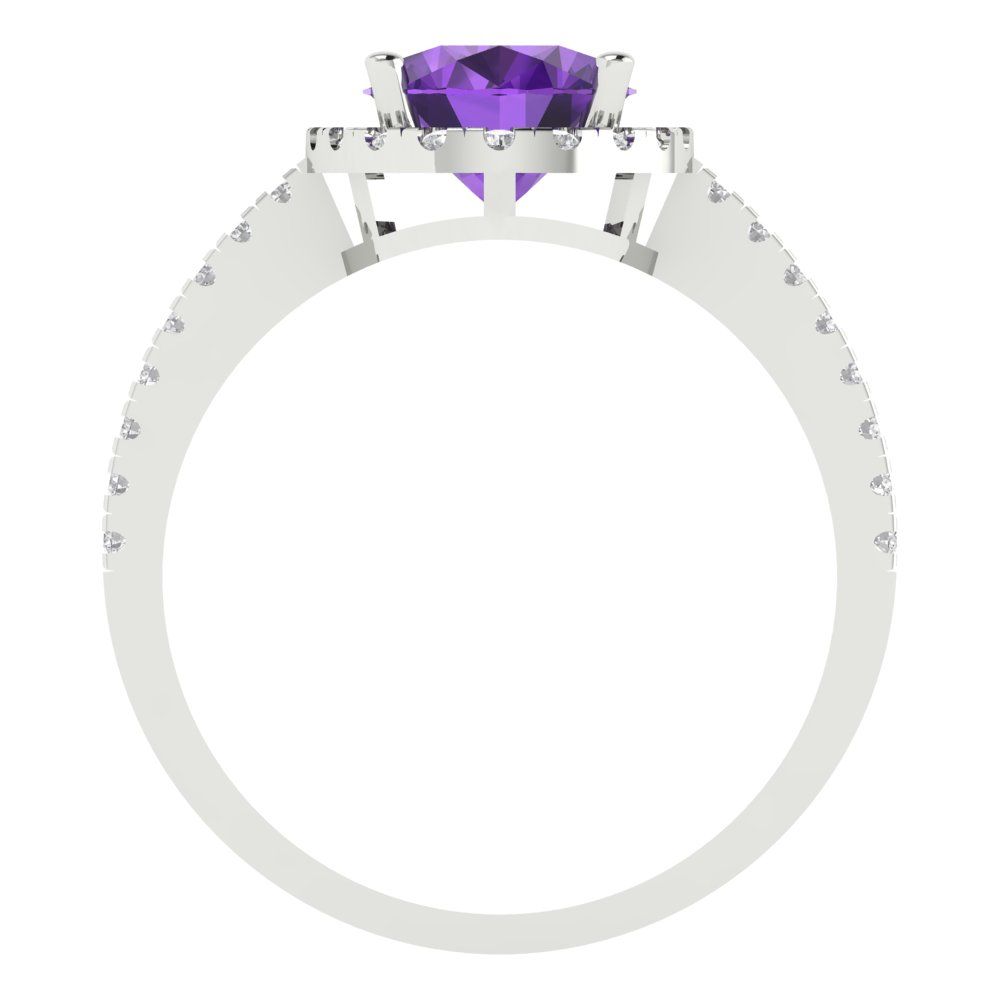 2.27 cttw Natural Amethyst Hidden Halo Engagement Ring - Solid Gold (Oval Cut,9X7mm)