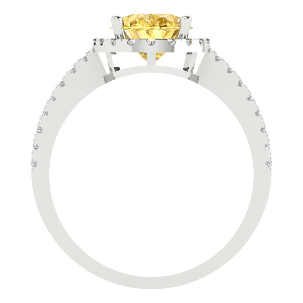 2.27 cttw Zirconia Simulated Yellow Diamond Hidden Halo Engagement Ring - Solid Gold (VVS1, Oval Cut,9X7mm)