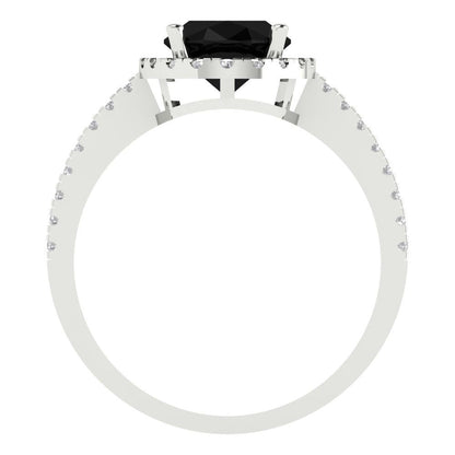 2.27 cttw Natural Onyx Hidden Halo Engagement Ring - Solid Gold (Oval Cut,9X7mm)