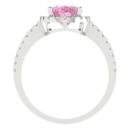 2.27 cttw Zirconia Simulated Pink Diamond Hidden Halo Engagement Ring - Solid Gold (VVS1, Oval Cut,9X7mm)